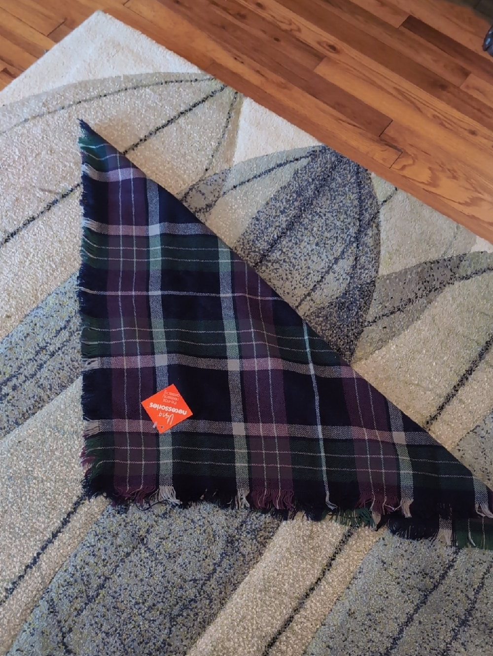 🌼Plaid Square Scarf in Navy, Green & Purple